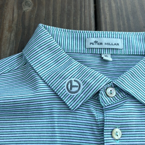Scotty Cameron Circle T Scotty Logo Polo x Peter Millar in Green Stripe Size XL - Picture 5 of 6